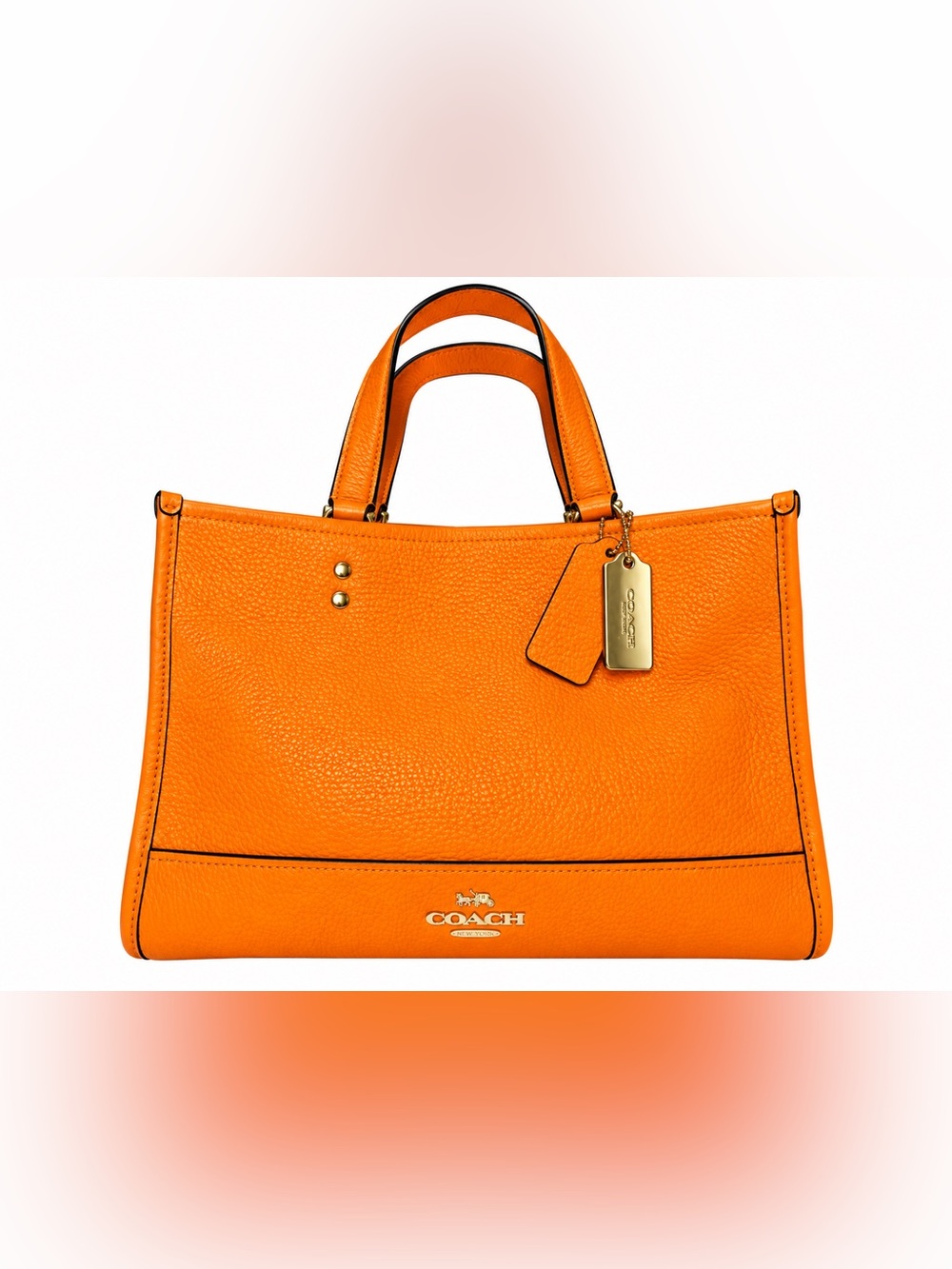Coach Dempsey Carryall Sunbeam Orange Pebbled Leather Tote Crossbody Bag NWOT